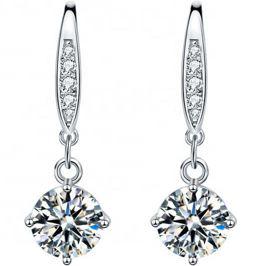 silver moissanite drop earrings jewellery women