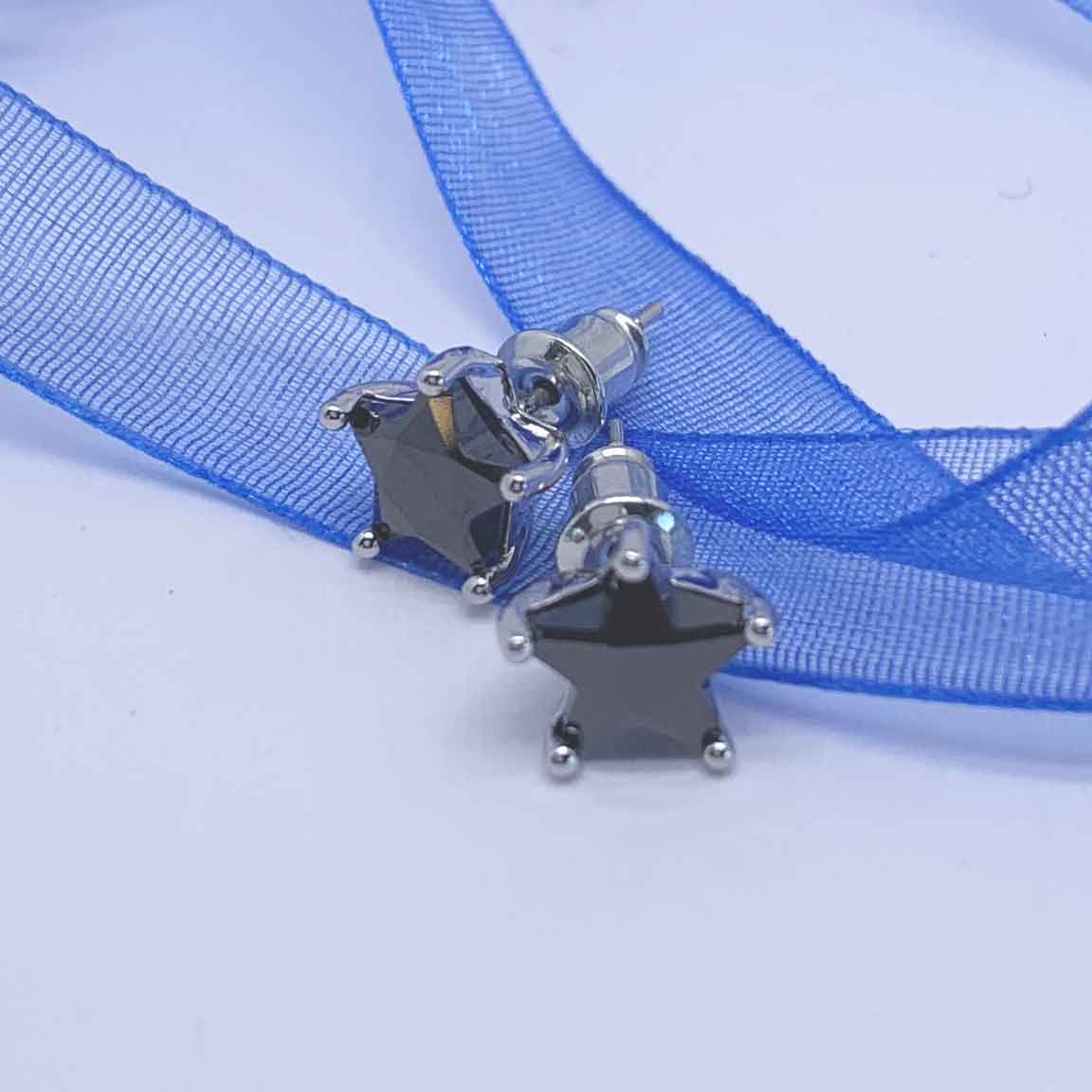 black crystal star stud earrings jewellery