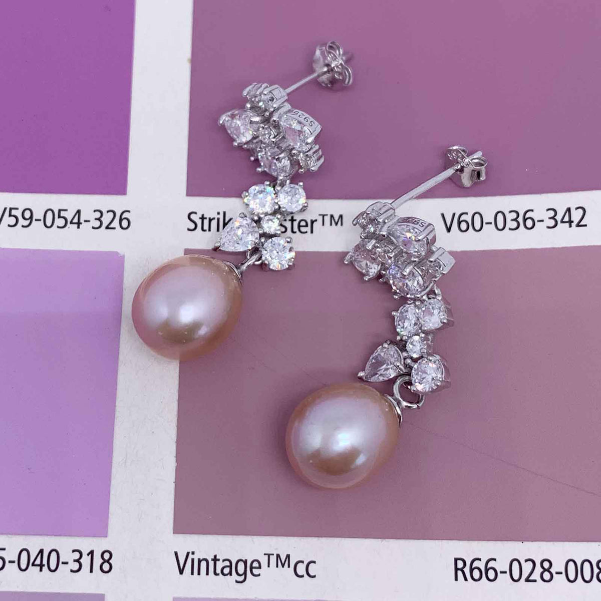 silver pearl drop bridal earrings