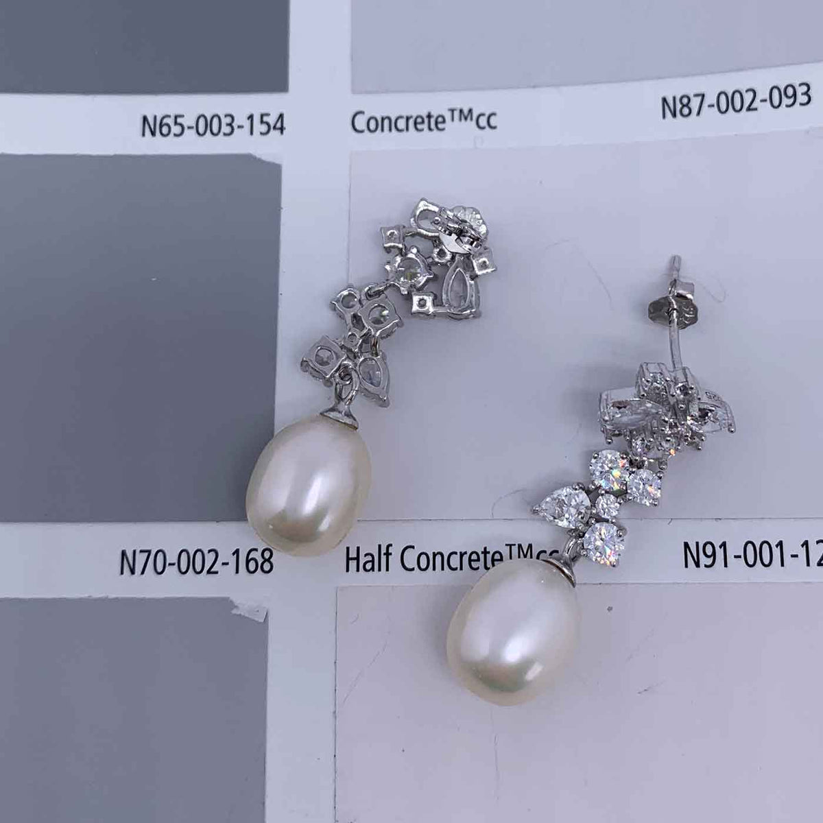 white pearl drop silver earrings bridal