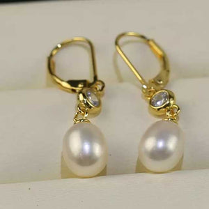 gold pearl drop bridal earrings