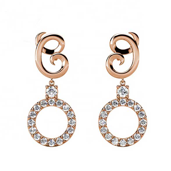 rose gold dangle crystal earrings for women