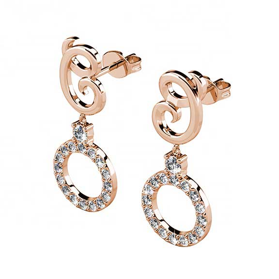 rose gold dangle crystal earrings for women