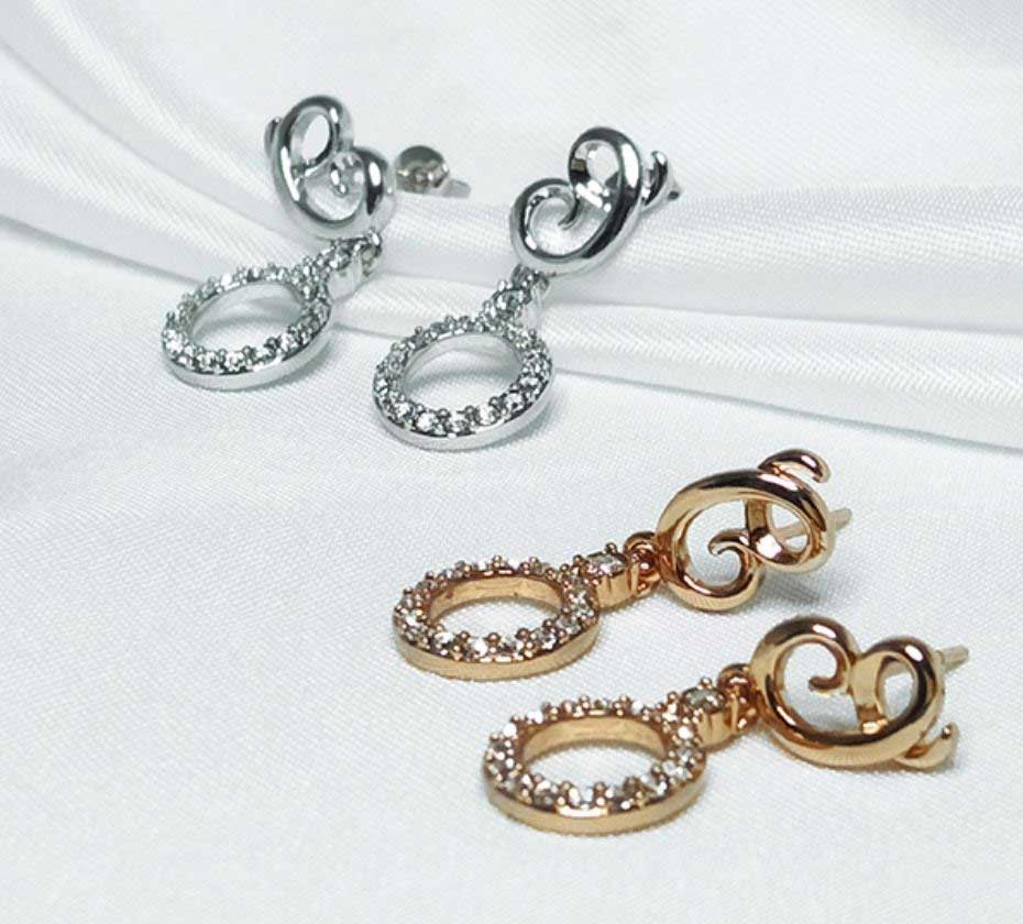 rose gold dangle crystal earrings for women