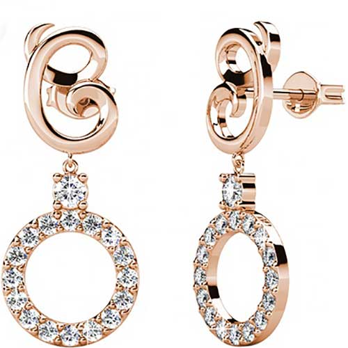 rose gold dangle crystal earrings for women