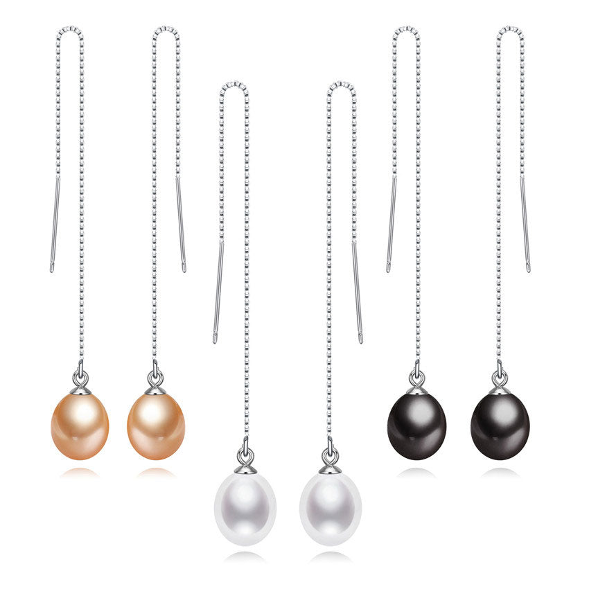 threader pearl earrings for women
