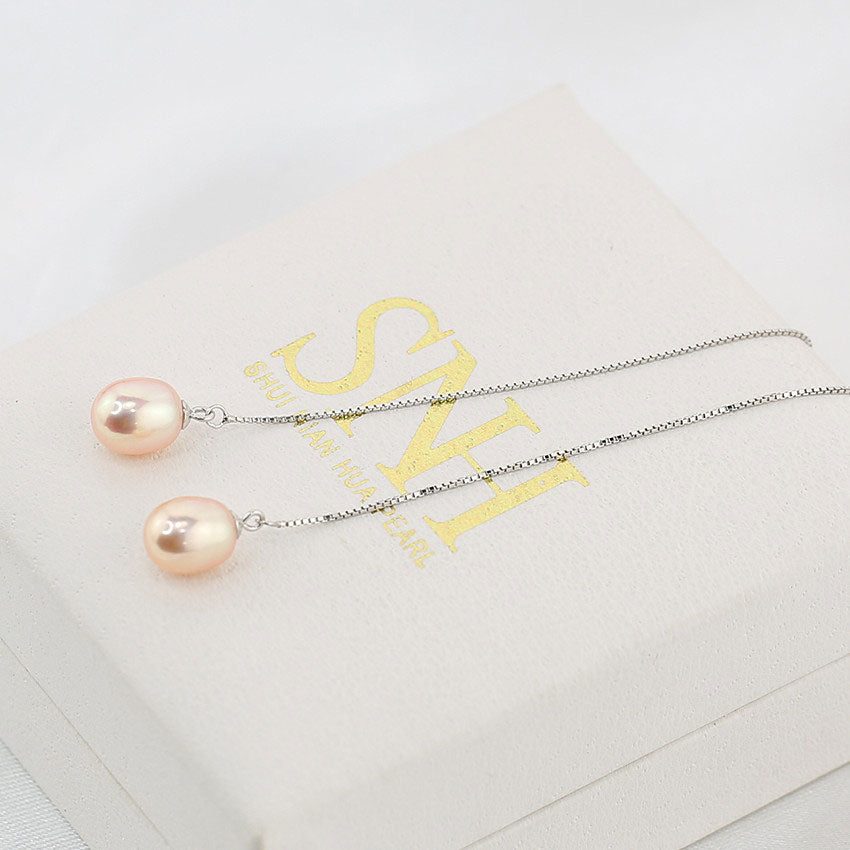 threader pearl earrings for women