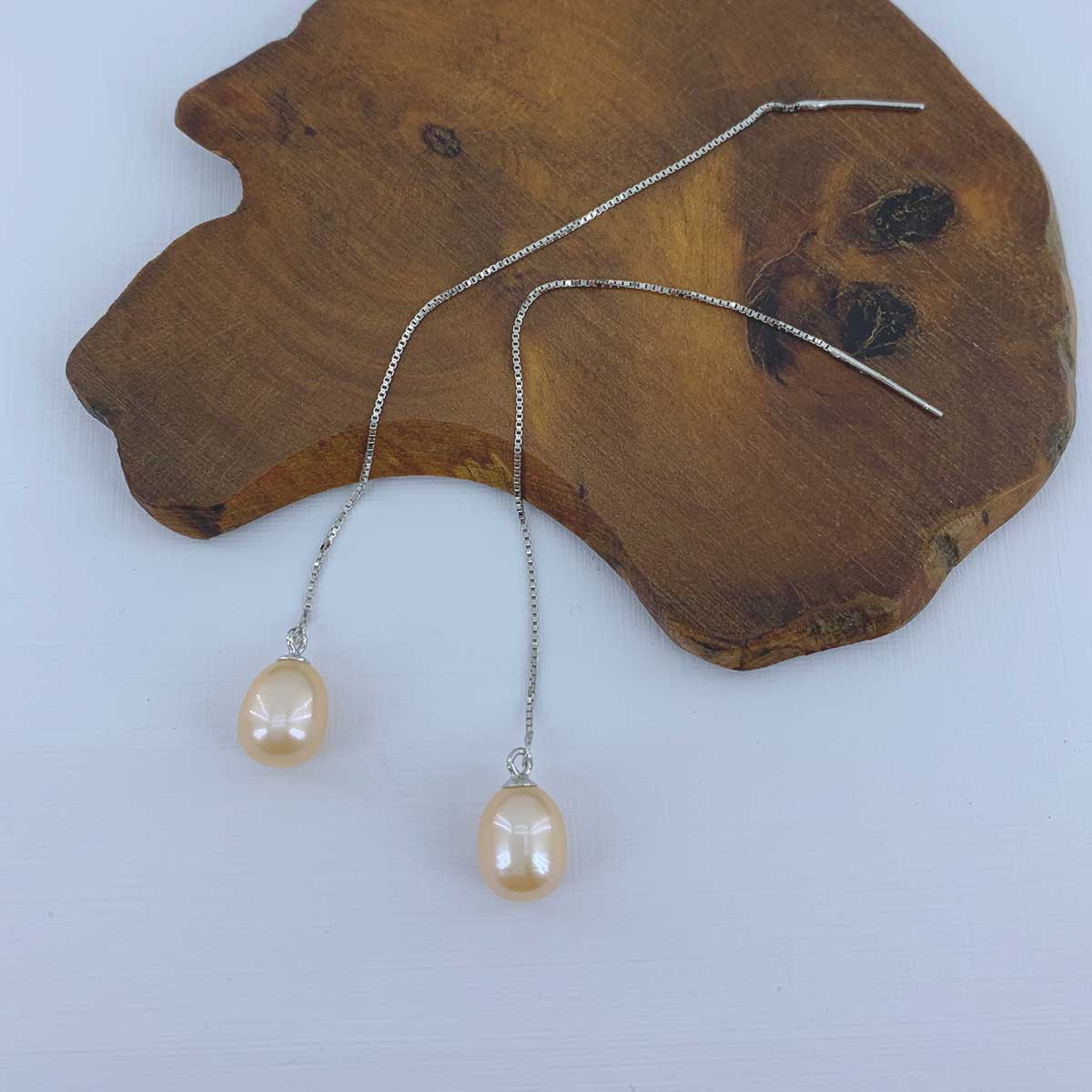 threader pearl earrings for women