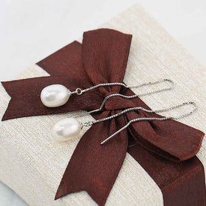 white pearl threader earrings jewellery for women bridal