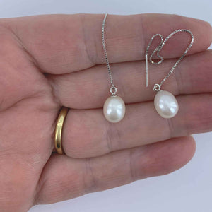 white pearl threader earrings jewellery for women bridal