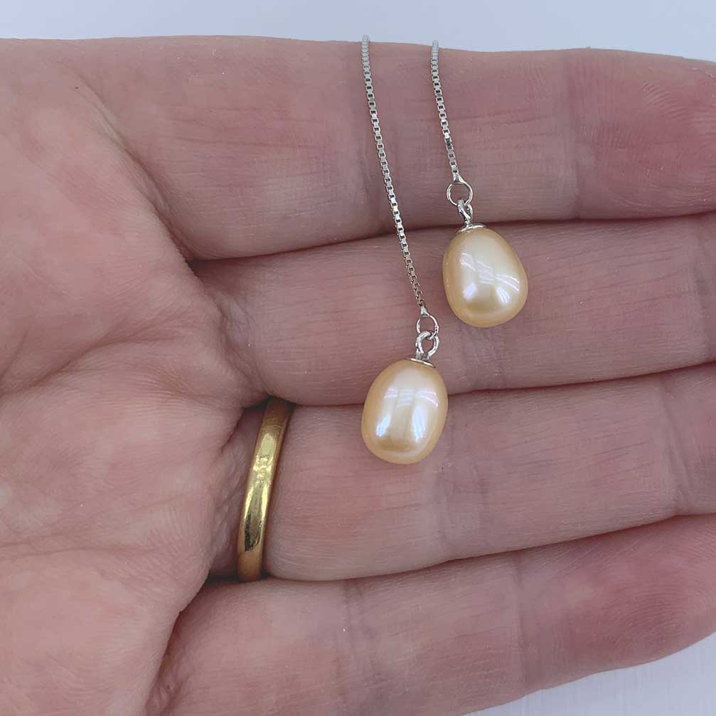 threader pearl earrings for women
