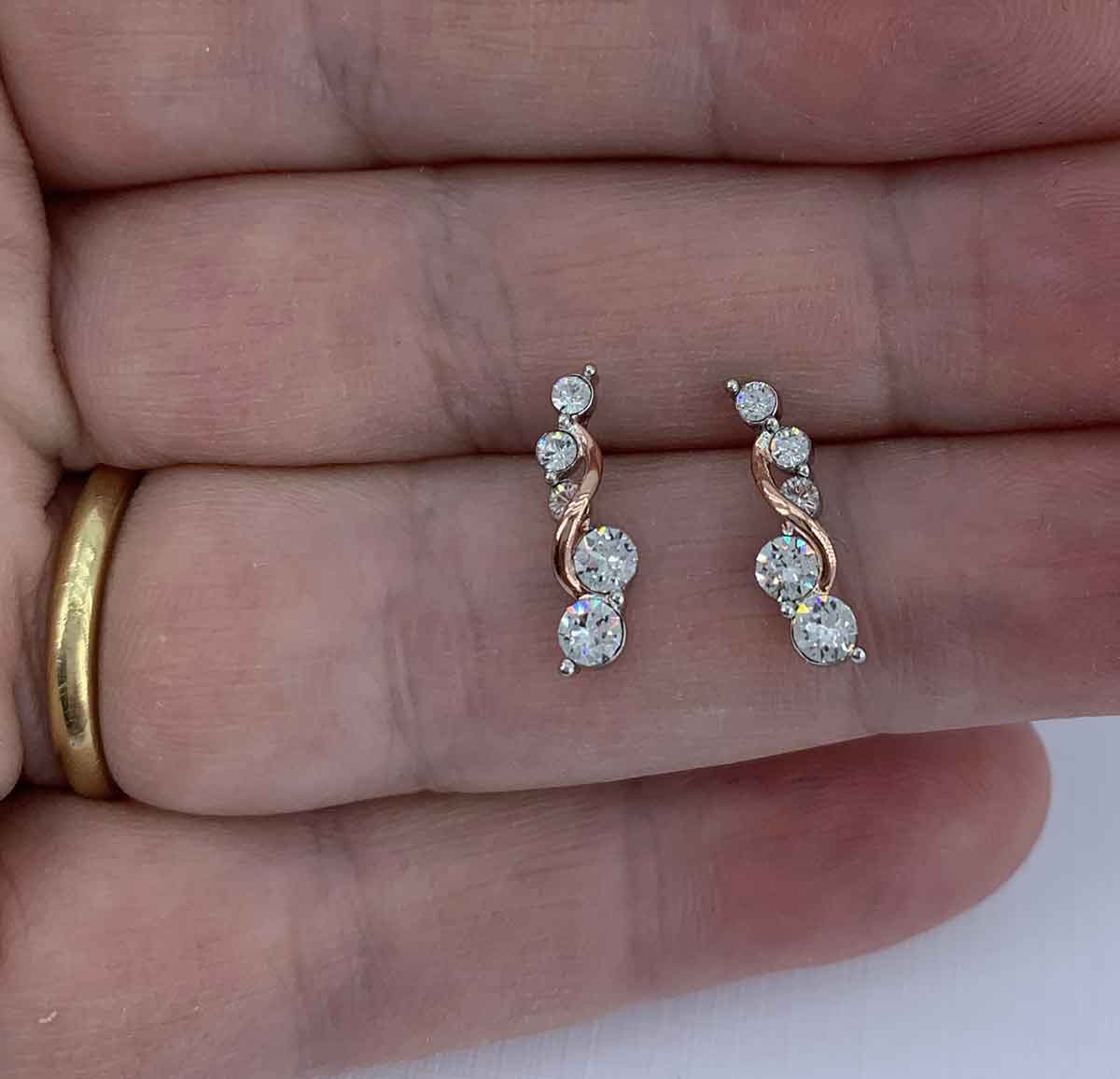 rose white gold crystal drop earrings jewellery