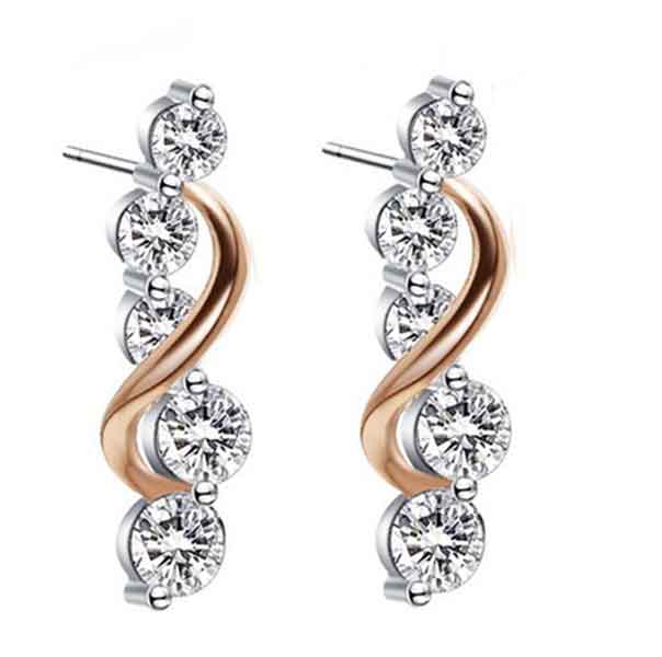 rose white gold crystal drop earrings jewellery