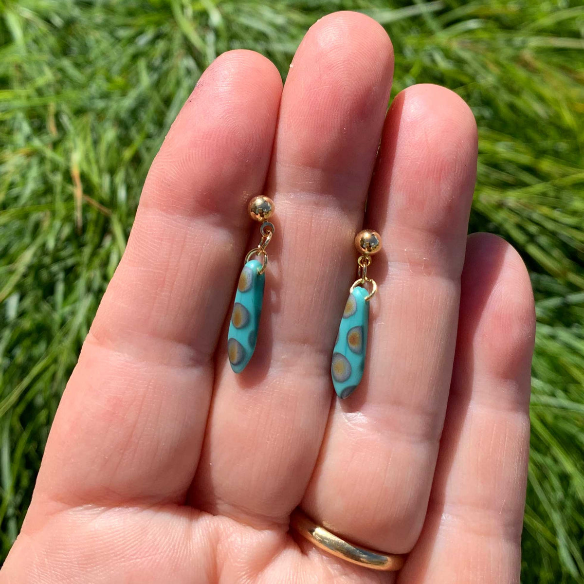 green gold drop earrings
