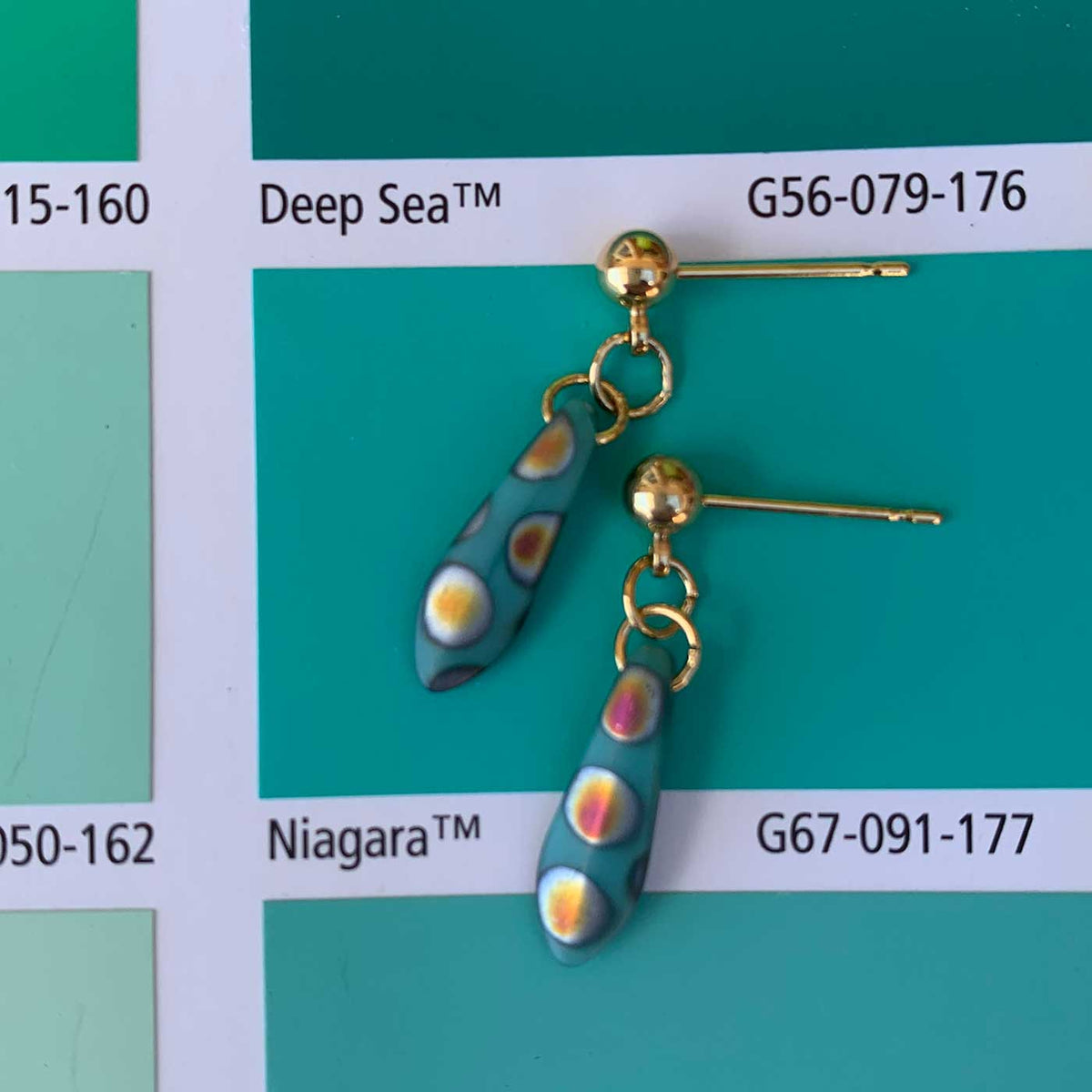 green gold stud drop earrings jewellery nz