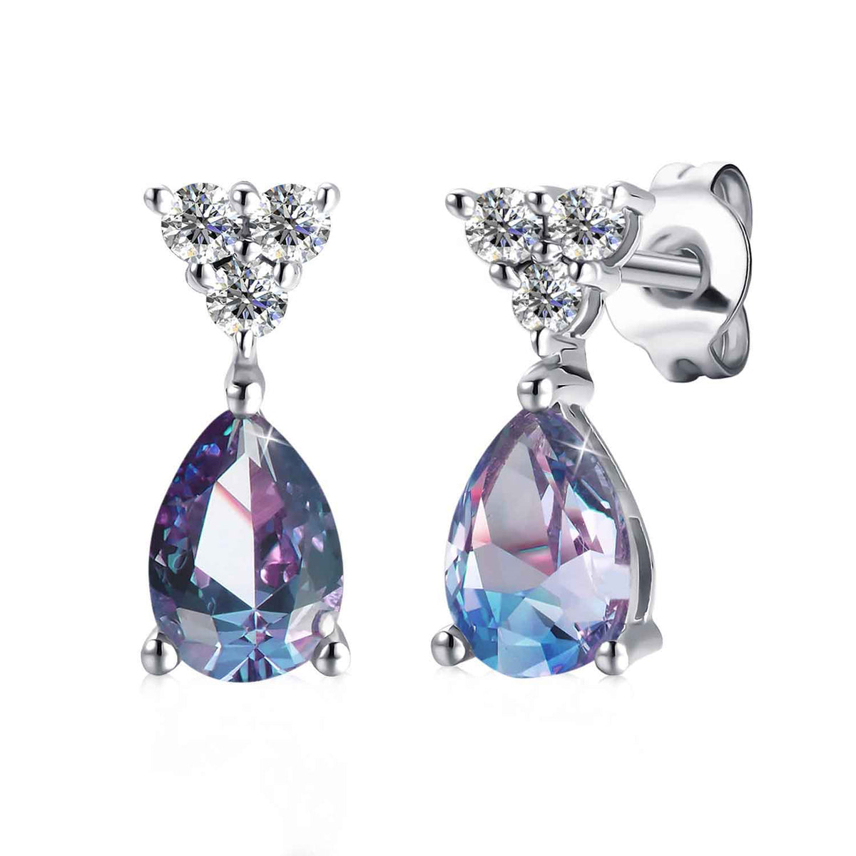 alexandrite crystal silver drop earrings