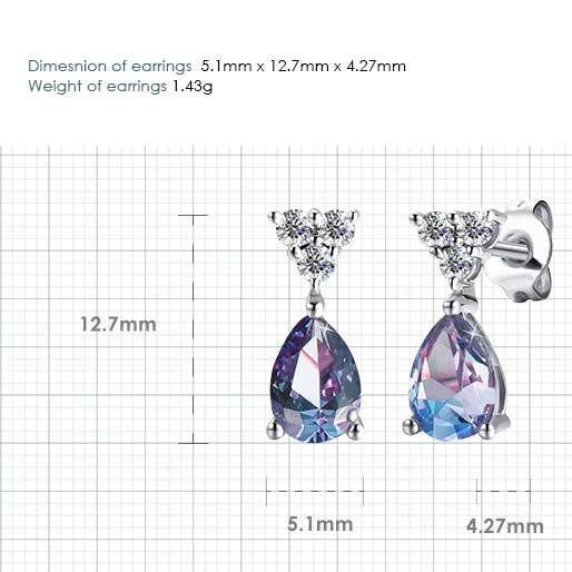 alexandrite crystal silver drop earrings