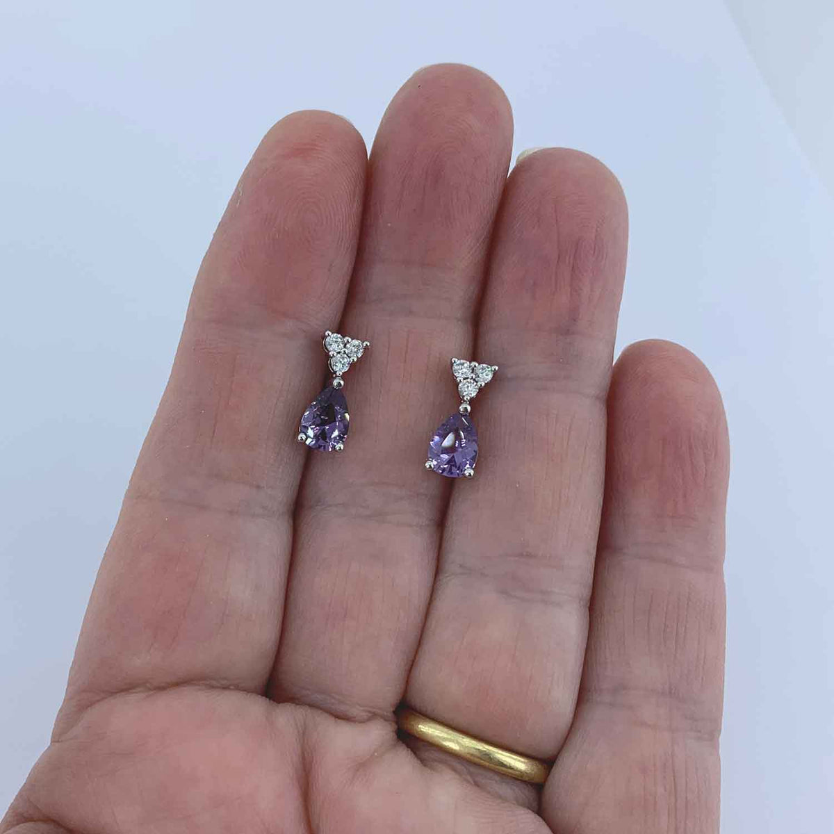 alexandrite crystal silver drop earrings