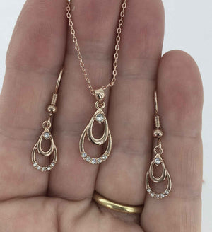 rose gold dangle crystal earrings for women