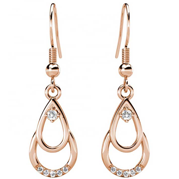 rose gold dangle crystal earrings for women