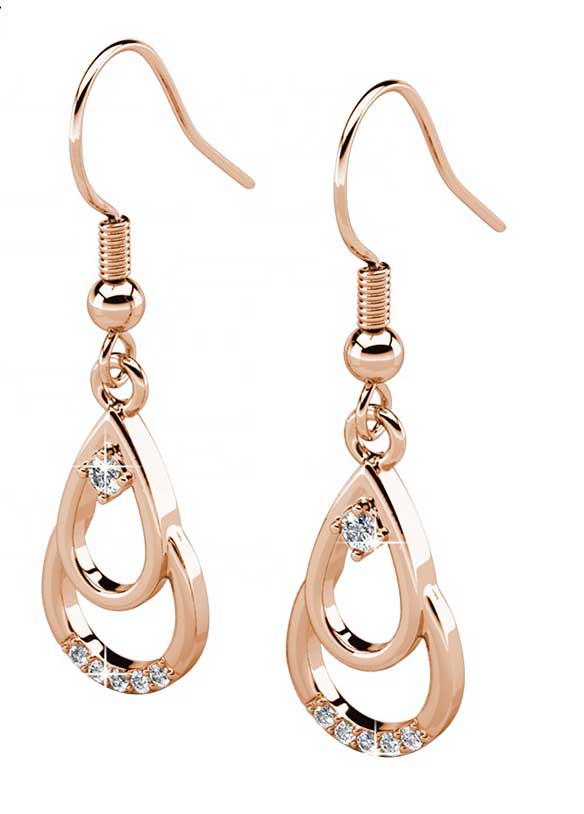 rose gold dangle crystal earrings for women