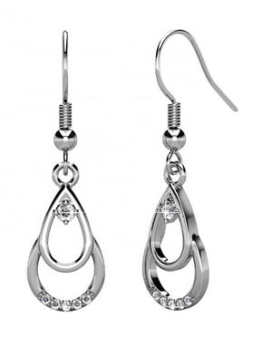 crystal silver drop earrings for bridal women