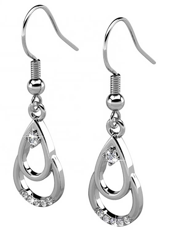 crystal silver drop earrings for bridal women