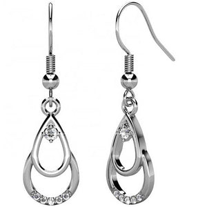 crystal silver drop earrings for bridal women