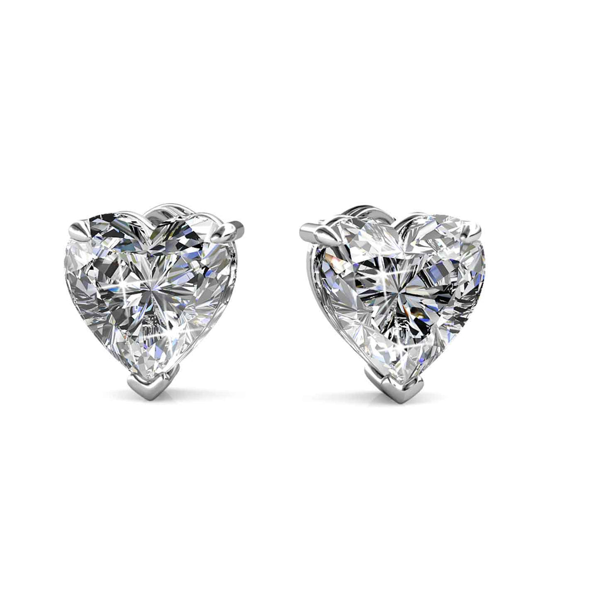 heart shape crystal stud earrings bridal for women