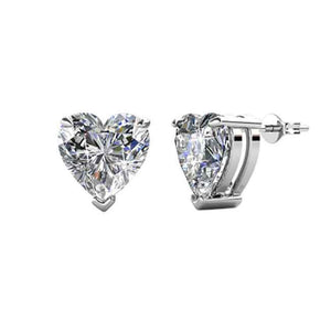 heart shape crystal stud earrings bridal for women