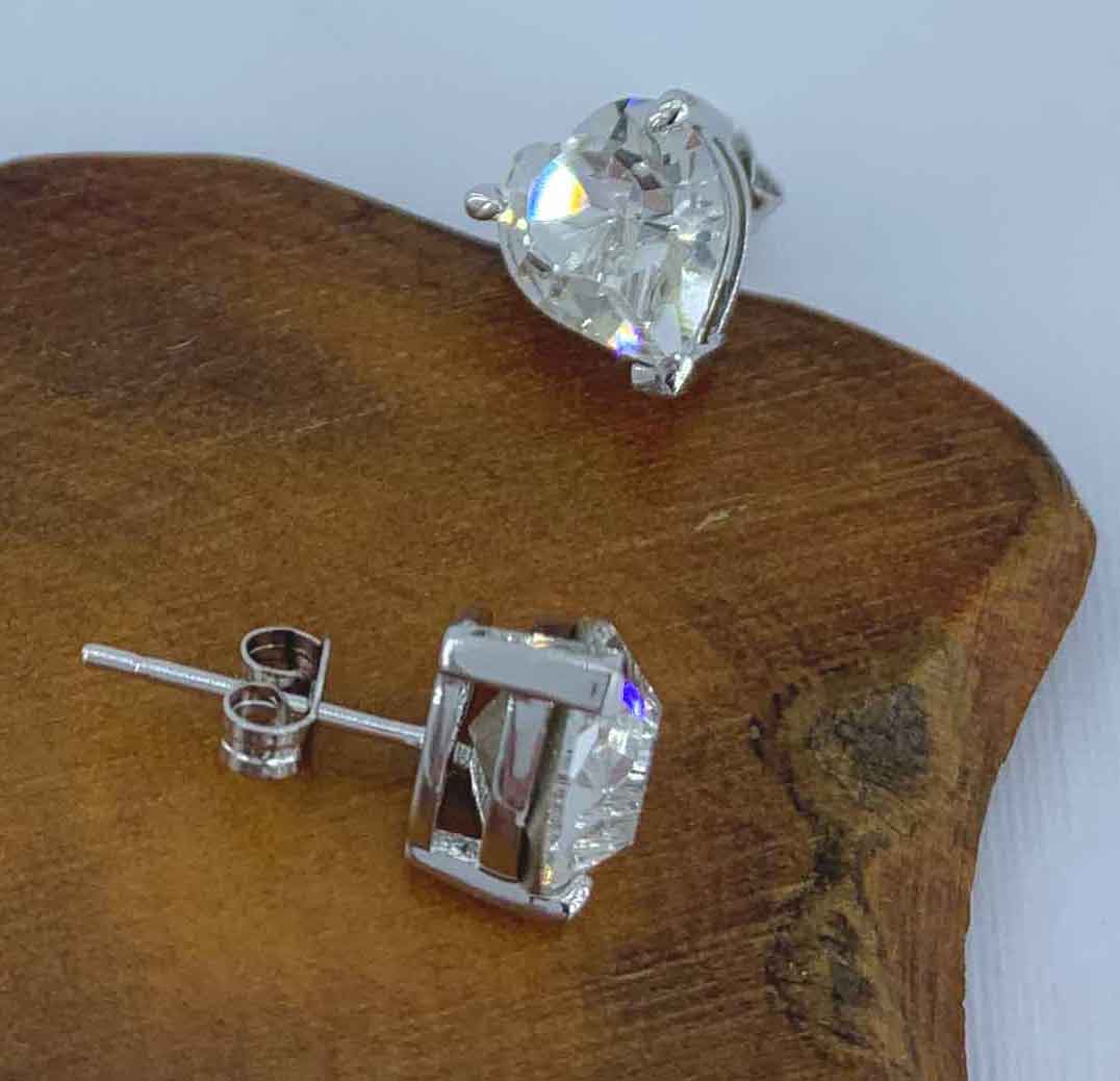 heart shape crystal stud earrings bridal for women