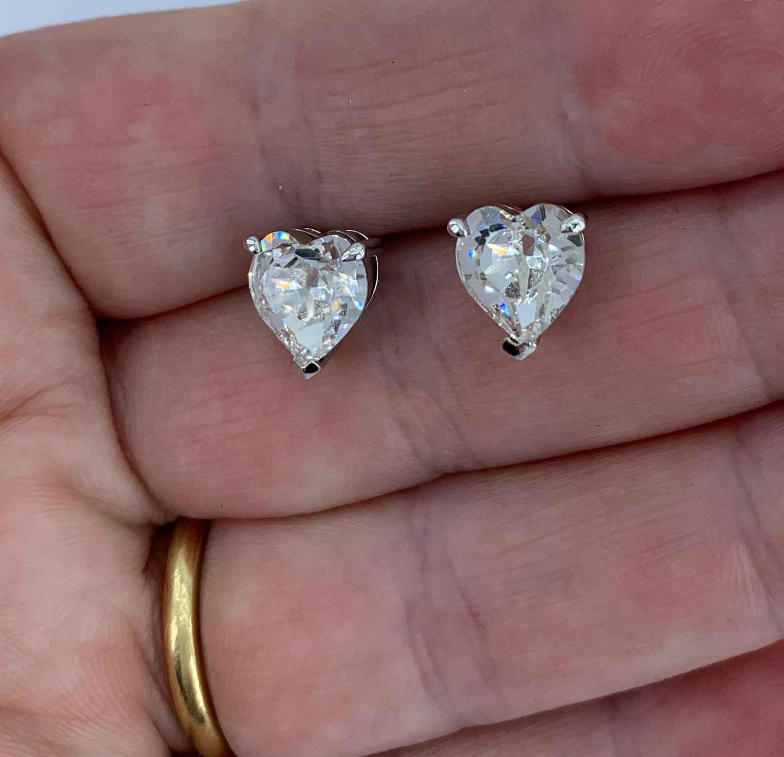 heart shape crystal stud earrings bridal for women