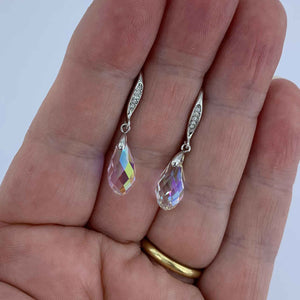 ab crystal drop earrings silver