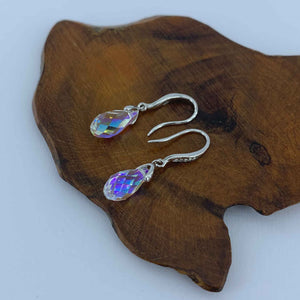 ab crystal drop earrings wood