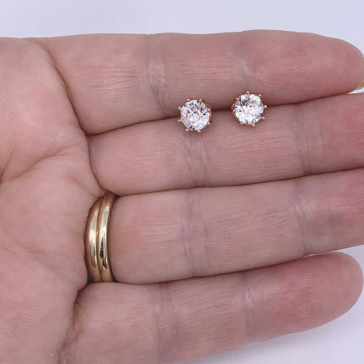 crystal rose gold stud earrings for men and women