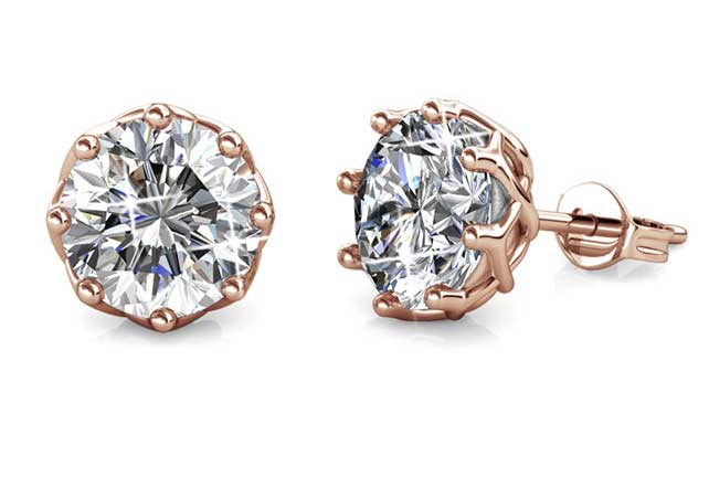 crystal rose gold stud earrings for men and women