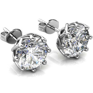 silver crystal swarovski stud earrings unisex