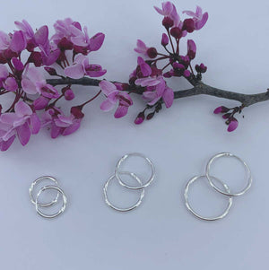 Silver hoop earrings flowers