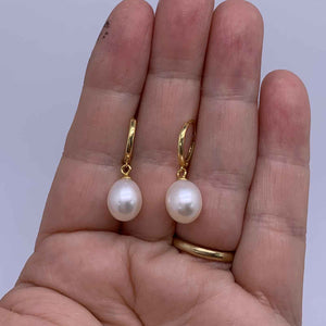 gold drop white pearl earrings jewellery hand
