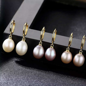 pearl gold drop earrings women