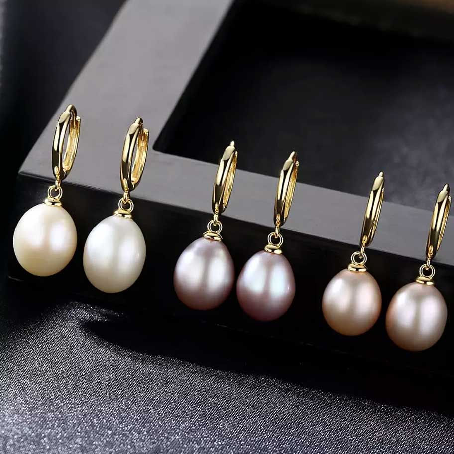 gold drop white pearl earrings jewellery
