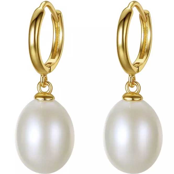 gold drop white pearl earrings jewellery