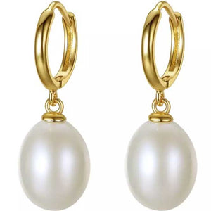 gold drop white pearl earrings jewellery