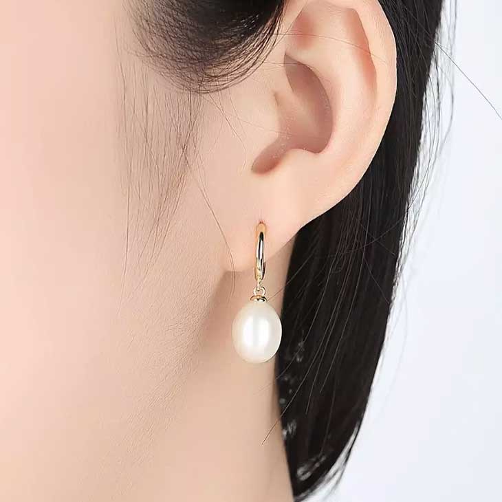 gold drop white pearl earrings jewellery