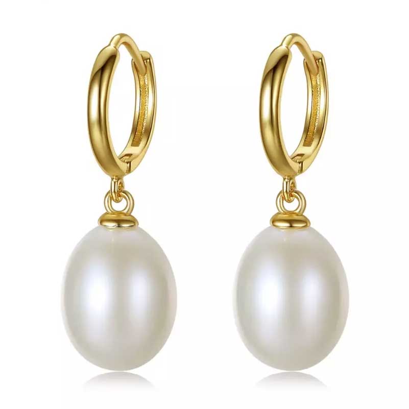 gold drop white pearl earrings jewellery