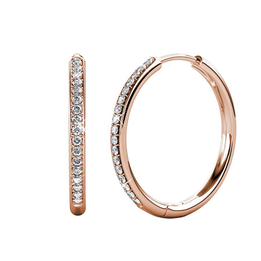 rose gold crystal hoop earrings for women