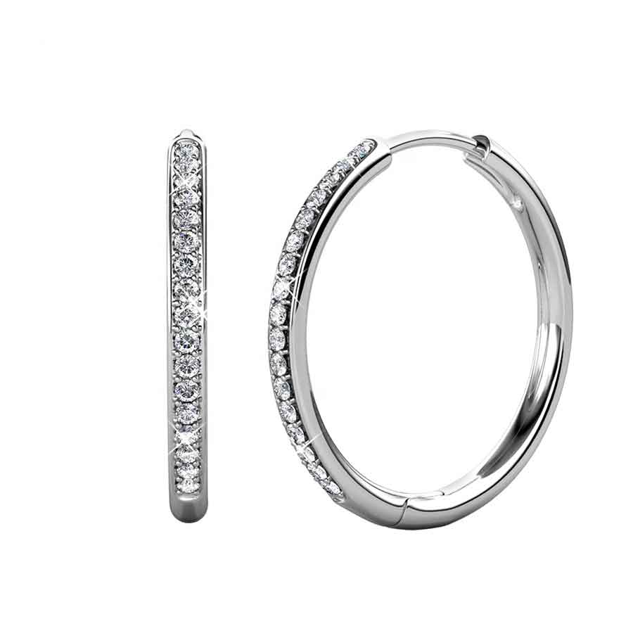 silver hoop crystal earring for women
