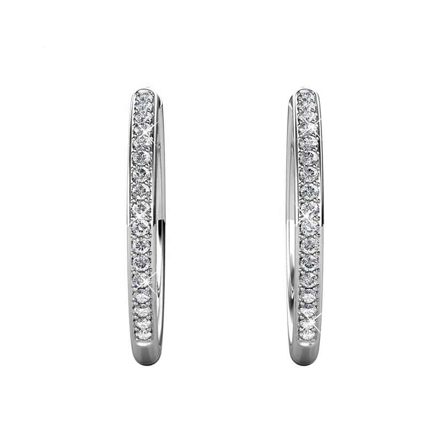silver hoop crystal earring for women