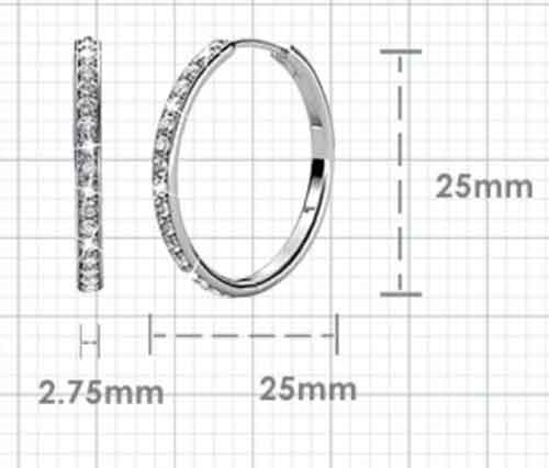 silver hoop crystal earring for women