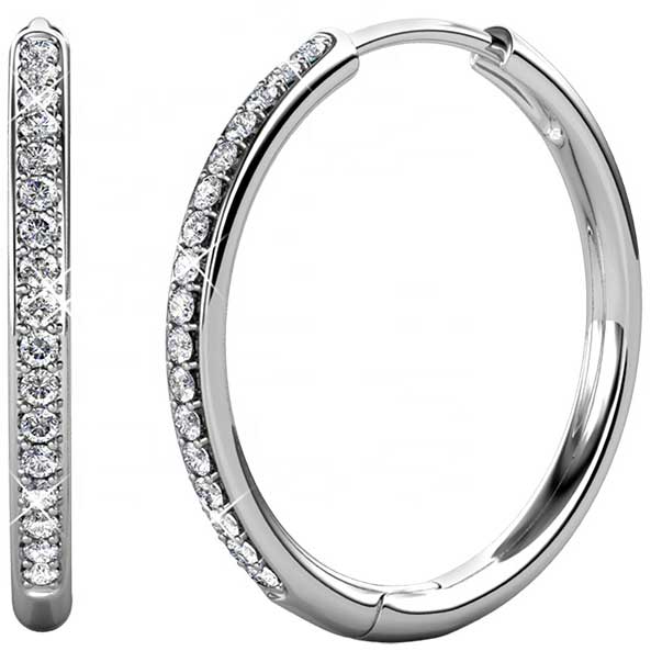 silver hoop crystal earring for women